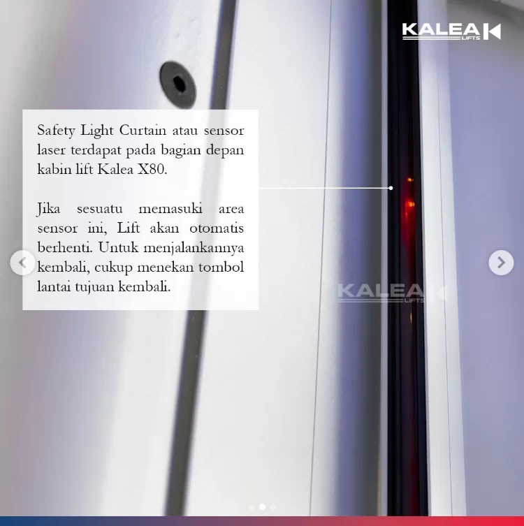 fitur safety light curtain pada lift rumah kalea