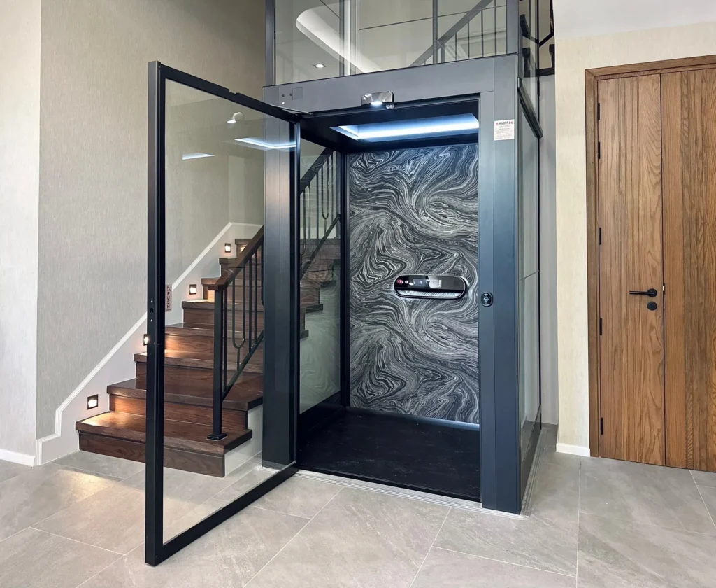 Kalea X80 Premium dengan pintu kaca dan back panel dekoratif pada interior rumah modern