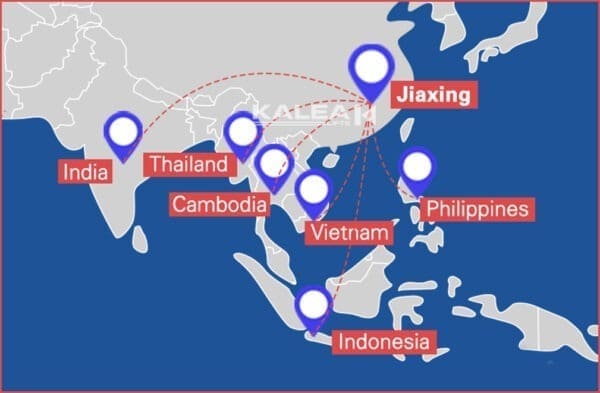Pabrik Kedua Kalea di Jiaxing, China 5 Peta Cabang Kalea di Asia