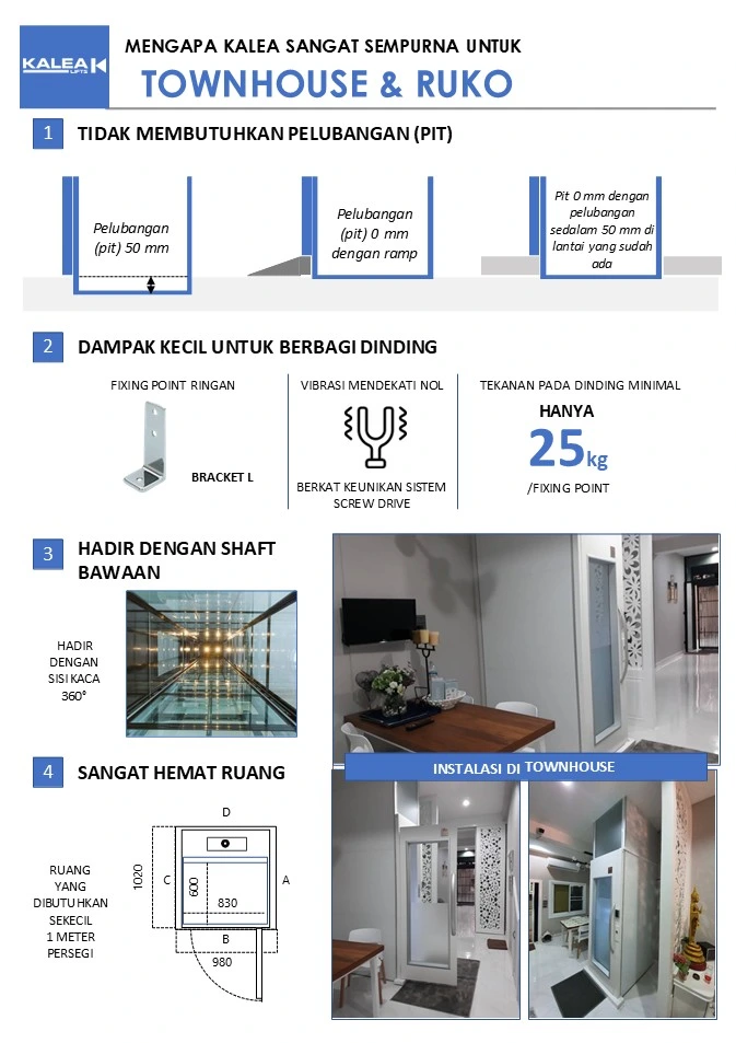 Kecanggihan di Setiap Lantai, Kalea Merevolusi Lift Kantor Anda! 8 Kalea Lift Cocok diinstal pada Ruko