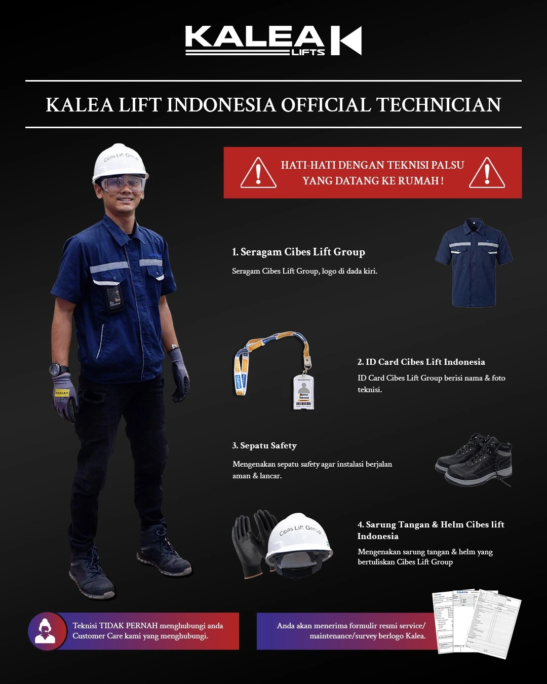 ciri - ciri Teknisi Resmi Kalea Lift